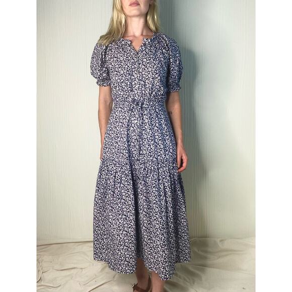 REBECCA TAYLOR LA VIE Floral Cotton Puff Sleeve Prairie Maxi Dress US XS - Picture 3 of 13